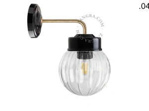 applique en porcelaine noire avec globe en verre