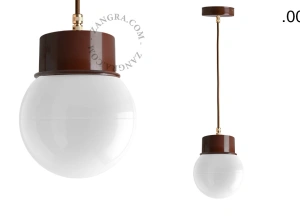 brun pendellampe - glasskærm - Ø 10 cm