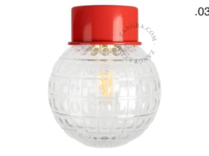 rød væg eller loftslampe - glas skærm - Ø 10 cm