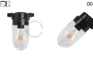 badrum svart vägglampa med glasskärm - IP54