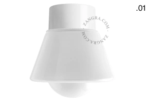 lampa ścienna lub sufitowa biała - szklany klosz  - Ø 10 cm