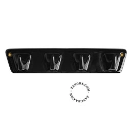 percha 4 ganchos de porcelana negra