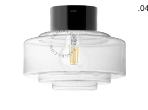 candeeiro de parede ou de teto em porcelana preta - abajur de vidro - Ø 10cm - IP54