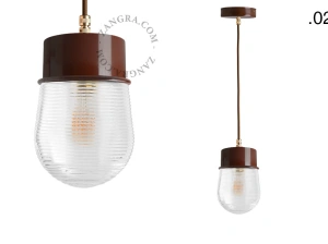 brun pendellampe - glasskærm - Ø 10 cm