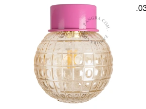 pink wall or ceiling light - glass shade - Ø 10 cm