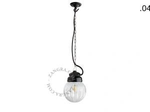 lampada a sospensione in porcellana nera per esterni o per bagno - paralume in vetro - IP54