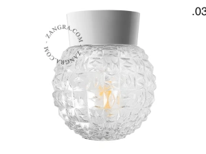 biała lampa ścienna lub sufitowa ze szklanym kloszem - Ø 11 cm