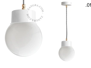 hvid pendellampe - glasskærm - Ø 10 cm