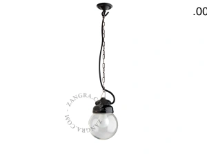 lampada a sospensione in porcellana nera per esterni o per bagno - paralume in vetro - IP54