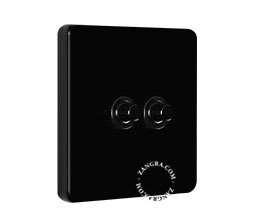 interruptor de porcelana preta - duplo botão de pressão em preto
