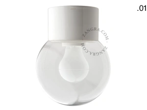 lámpara de baño de porcelana blanca - pantalla de vidrio - Ø 8,5cm -  IP54