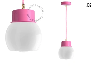 lámpara colgante rosa - pantalla de vidrio - Ø 10 cm