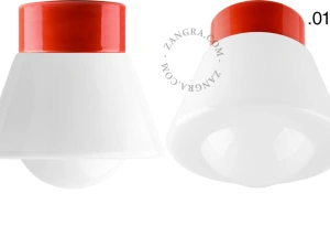 Leuchte David aus rotem Porzellan - Ø 10 cm