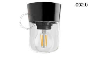 czarna bakelitowa lampa ścienna lub sufitowa ze szklanym kloszem - Ø 9,3 cm