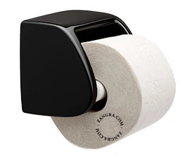 suporte de papel higiénico em porcelana preta