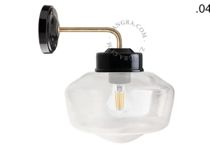 applique en porcelaine noire avec globe en verre