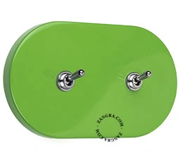 green switch - double two-way or simple nickel-plated toggle switch