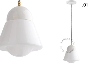 lámpara colgante de porcelana blanca - pantalla de vidrio