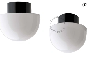 candeeiro de parede ou de teto em porcelana preta - abajur de vidro - Ø 10cm - IP54
