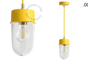 yellow pendant light - glass shade - Ø 10 cm