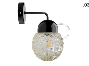 applique en porcelaine noire - globe en verre