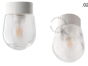 candeeiro de parede ou de teto em porcelana branca - abajur de vidro - Ø 10cm - IP54