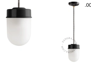 czarna lampa wisząca porcelana ze szklanym kloszem