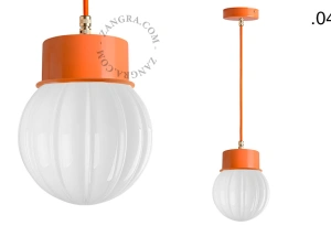 orange pendellampe - glasskærm - Ø 10 cm