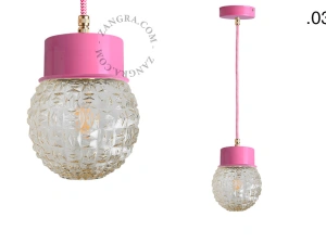 lámpara colgante rosa - pantalla de vidrio - Ø 10 cm
