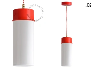lampada a sospensione rossa - paralume in vetro - Ø 10 cm