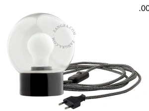 black porcelain table lamp - glass shade - Ø 10 cm