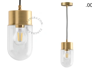 brass pendant light - glass shade - Ø 10 cm
