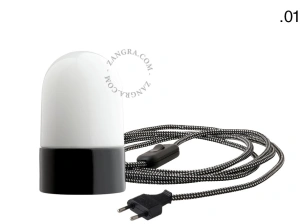 black porcelain table lamp - glass shade - Ø 10 cm