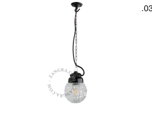 lampada a sospensione in porcellana nera per esterni o per bagno - paralume in vetro - IP54