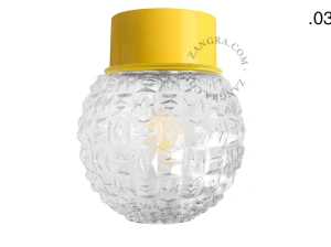 lampa ścienna lub sufitowa żółta - szklany klosz - Ø 10cm