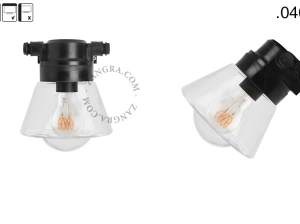 zewnętrzna lub łazienkowa czarna lampa ścienna - szklany klosz - IP54