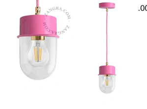 lámpara colgante rosa - pantalla de vidrio - Ø 10 cm