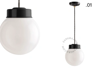 czarna lampa wisząca porcelana ze szklanym kloszem