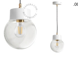 hvid pendellampe - glasskærm - Ø 10 cm