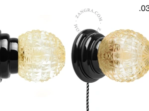 czarna porcelanowa lampa ścienna Art Deco Danilo z włącznikiem