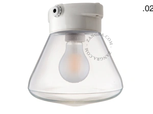 Leuchte aus weißem Porzellan für das Badezimmer Ø 9,5 cm – Glasschirm - IP54