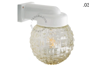 zewnętrzna lub łazienkowa lampa ścienna biała porcelana ze szklanym kloszem - IP54