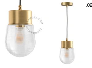 brass pendant light - glass shade - Ø 10 cm