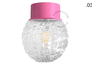 pink wall or ceiling light - glass shade - Ø 10 cm