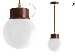 brun pendellampe - glasskærm - Ø 10 cm