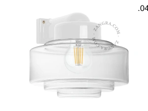 zewnętrzna lub łazienkowa lampa ścienna biała porcelana ze szklanym kloszem - IP54
