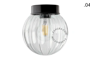 sort bakelit væg- eller loftslampe – glas skærm - Ø 9 cm