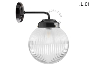 applique noire - globe en verre
