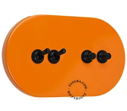 interruptor laranja - duplo comutador simples ou bidirecional em preto e duplo interruptor