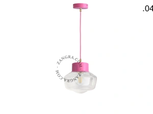 lámpara colgante rosa - pantalla de vidrio - Ø 10 cm